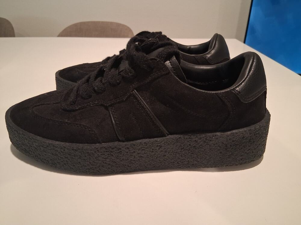 H&M Men's Chunky Suede Sneakers Black Platform Crepe Sole GAT Style Size 7.5